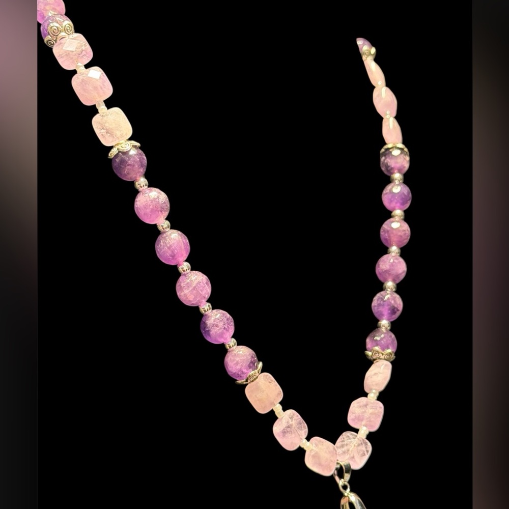 Handcrafted Amethyst Beaded Necklace - Picture 3 of 7